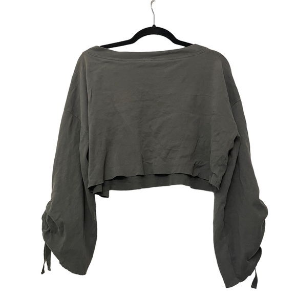 Free People Holala Cropped Crew Neck Sweatshirt Gray Green XS - Picture 4 of 7